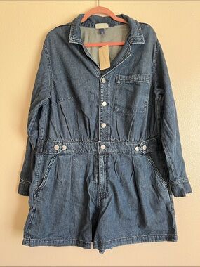 Denim Button-Front Romper